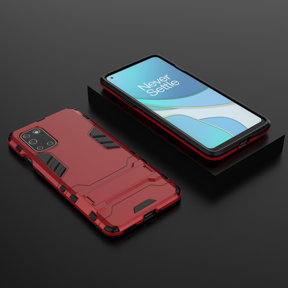 Slim Armour Tough Shockproof Case & Stand for OnePlus 8T - Red