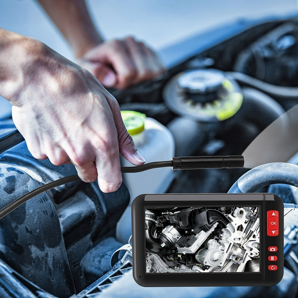 Triple Lens Industrial Endoscope, 4.3 Inch Screen Inspection Camera With 8+2 LED Lights, 1080p Sewer Camera, IP67 Waterproof Drainage Camera For Car