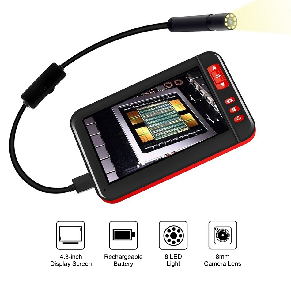 10m Industrial Endoscope Inspection Camera / Display Screen