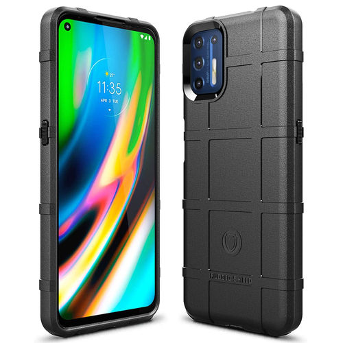 Anti-Shock Grid Texture Tough Case for Motorola Moto G9 Plus - Black