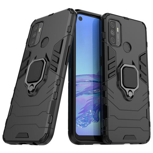 Slim Armour Tough Shockproof Case / Ring Holder Stand for Oppo A53 / A53s - Black