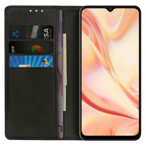 Leather Wallet Case & Card Holder Pouch for Oppo Find X2 Lite - Black