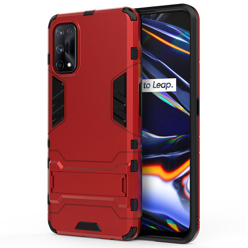 Slim Armour Tough Shockproof Case & Stand for realme 7 Pro - Red