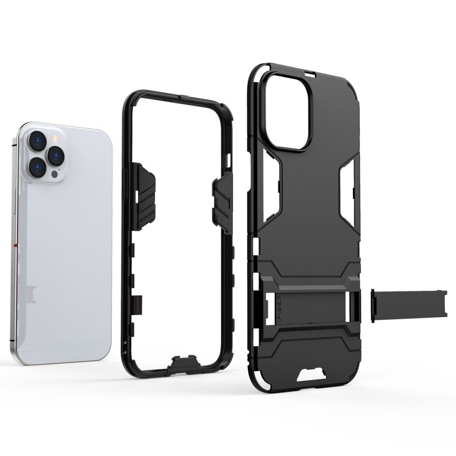 Slim Armour Tough Shockproof Case & Stand for Apple iPhone 12 Pro Max - Black
