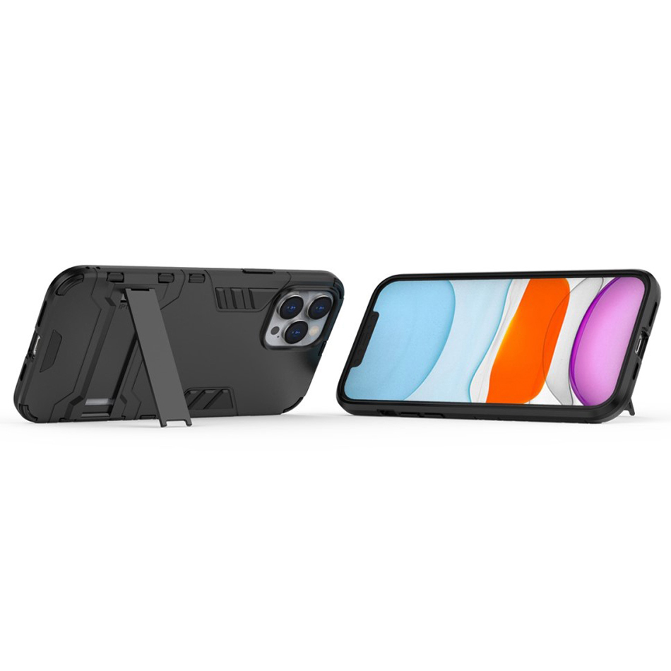 Slim Armour Tough Shockproof Case & Stand for Apple iPhone 12 Pro Max - Black