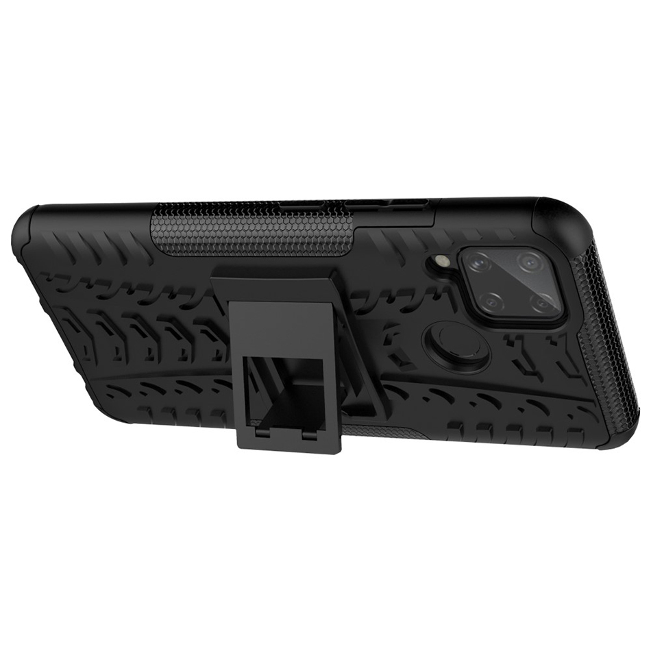 Dual Layer Rugged Tough Case & Stand for realme C11 / C15 - Black