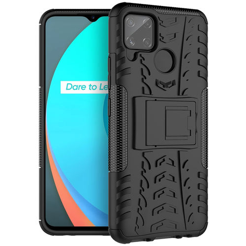Dual Layer Rugged Tough Case & Stand for realme C11 / C15 - Black