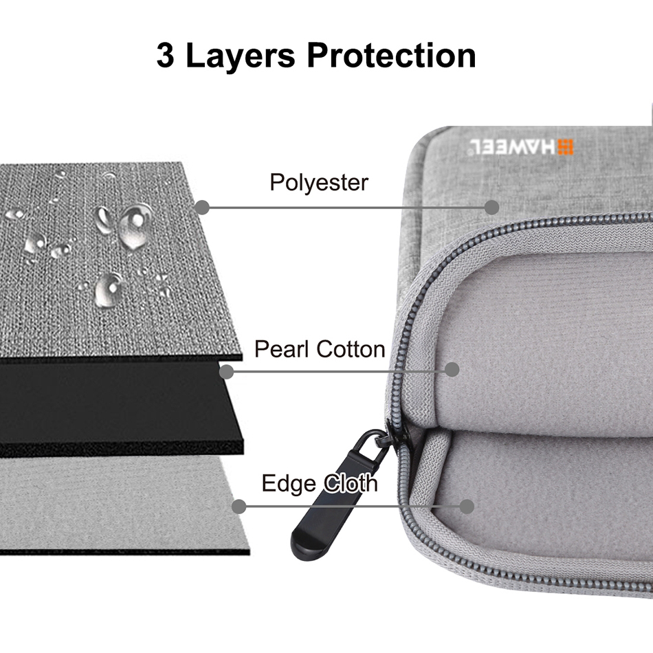 Haweel (15 to 16-inch) Zipper Sleeve Carry Case for iPad Pro / MacBook Pro / Laptop - Grey