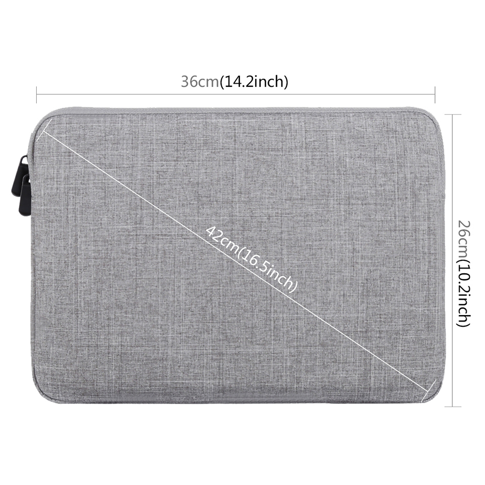 Haweel (15 to 16-inch) Zipper Sleeve Carry Case for iPad Pro / MacBook Pro / Laptop - Grey