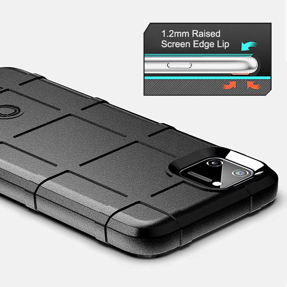 Anti-Shock Grid Texture Tough Case for realme C11 - Black