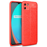 Flexi Slim Litchi Texture Case for realme C11 - Red Stitch