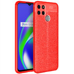 Flexi Slim Litchi Texture Case for realme C12 - Red Stitch