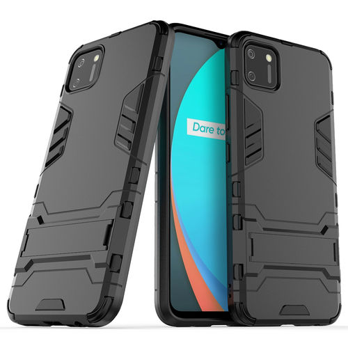 Slim Armour Tough Shockproof Case & Stand for realme C11 - Black