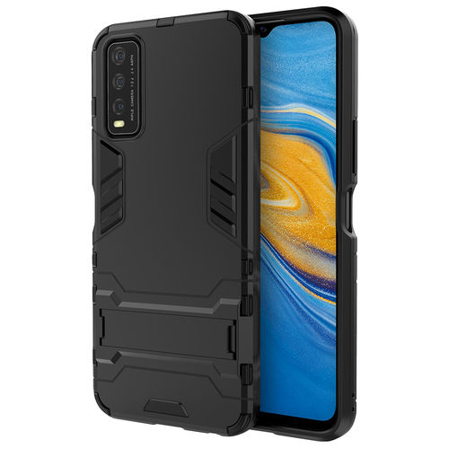 Slim Armour Tough Shockproof Case & Stand for Vivo Y11s / Y20s - Black