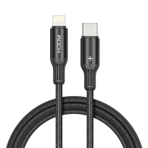 Rock (18W) USB PD (Type-C) to Lightning Cable (1m) for iPhone / iPad - Black