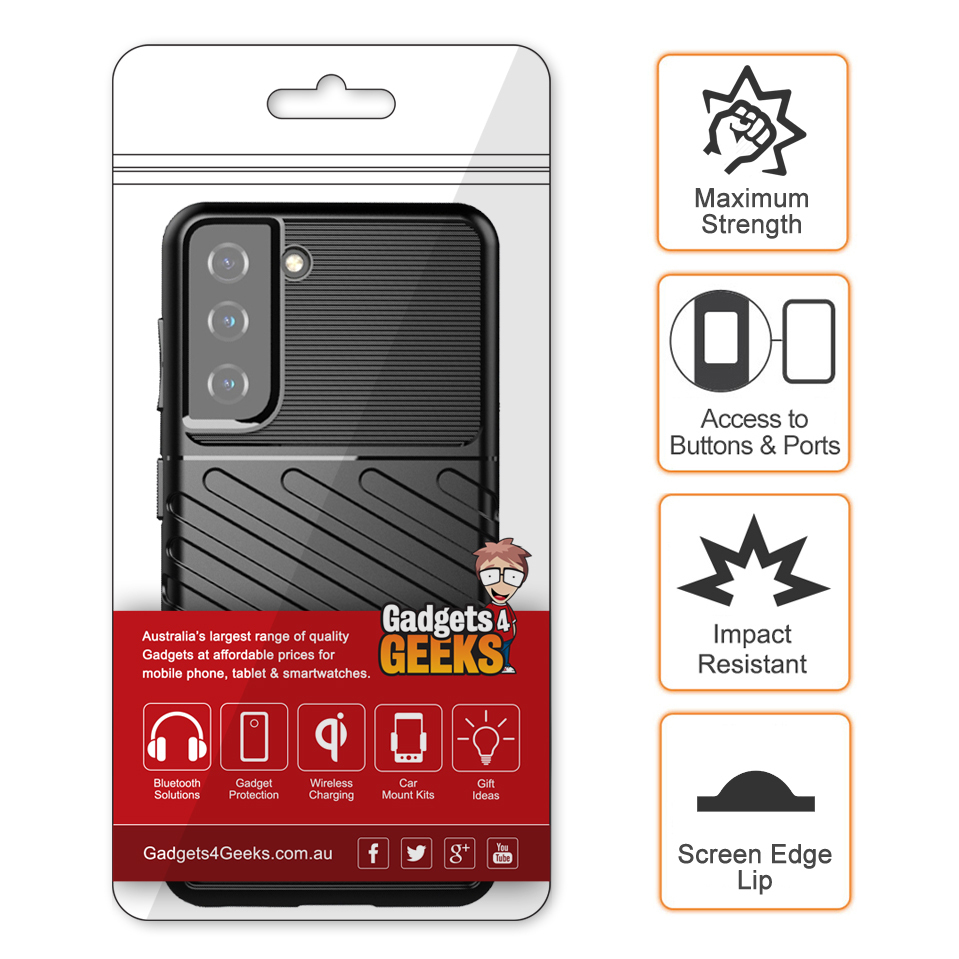 Flexi Thunder Shockproof Case for Samsung Galaxy S21+ (Black) Texture