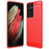 Flexi Slim Carbon Fibre Case for Samsung Galaxy S21 Ultra - Brushed Red