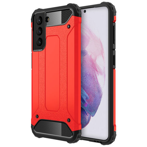 Military Defender Tough Shockproof Case for Samsung Galaxy S21+ (Red)