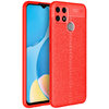 Flexi Slim Litchi Texture Case for Oppo A15 - Red Stitch