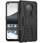 Dual Layer Rugged Tough Shockproof Case & Stand for Nokia 3.4 - Black