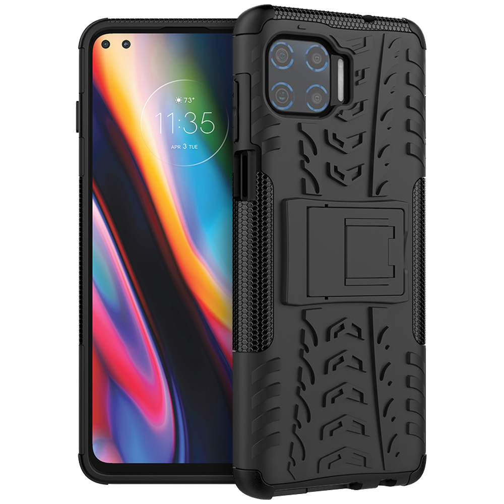 Dual Layer Rugged Tough Case for Motorola Moto G 5G Plus (Black)