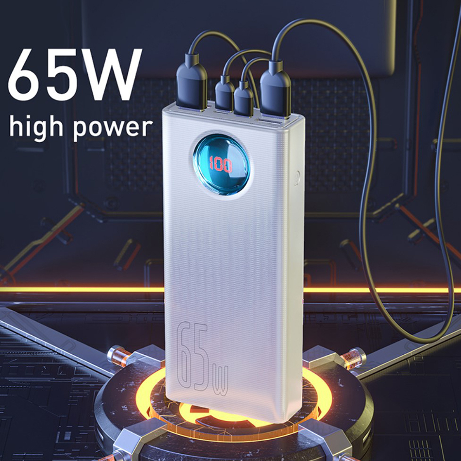 Baseus Amblight 30000mAh (65W) Power Bank / USB Type-C (PD) / Portable Charger - White
