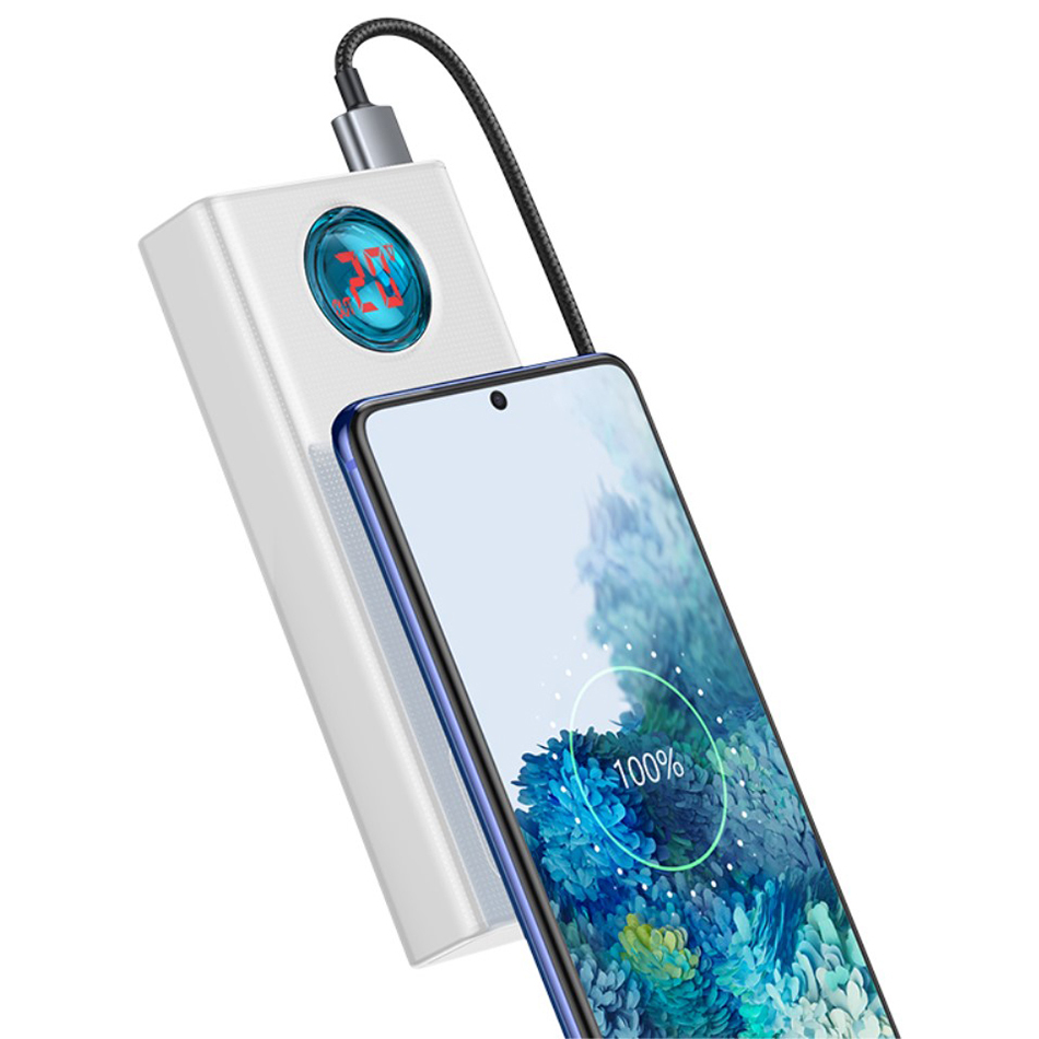 Baseus Amblight 30000mAh (65W) Power Bank / USB Type-C (PD) / Portable Charger - White