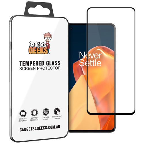 Full Coverage Tempered Glass Screen Protector for OnePlus 9 - Black