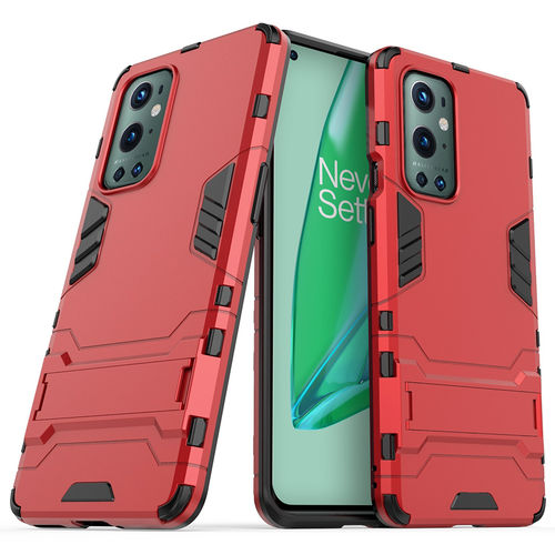 Slim Armour Tough Shockproof Case & Stand for OnePlus 9 Pro - Red