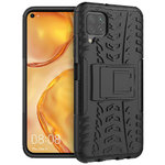 Dual Layer Rugged Tough Case & Stand for Huawei Nova 7i - Black