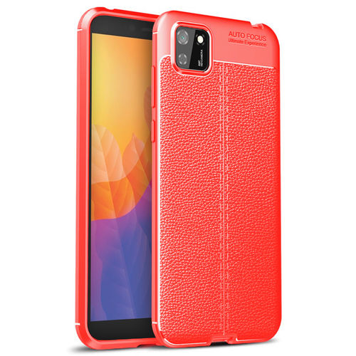 Flexi Slim Litchi Texture Case for Huawei Y5p - Red Stitch