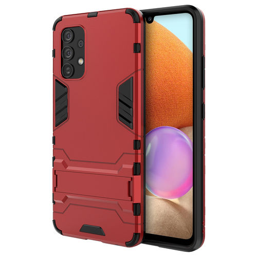 Slim Armour Tough Shockproof Case & Stand for Samsung Galaxy A32 4G - Red