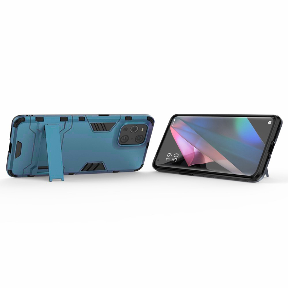 Slim Armour Tough Shockproof Case & Stand for Oppo Find X3 Pro - Blue