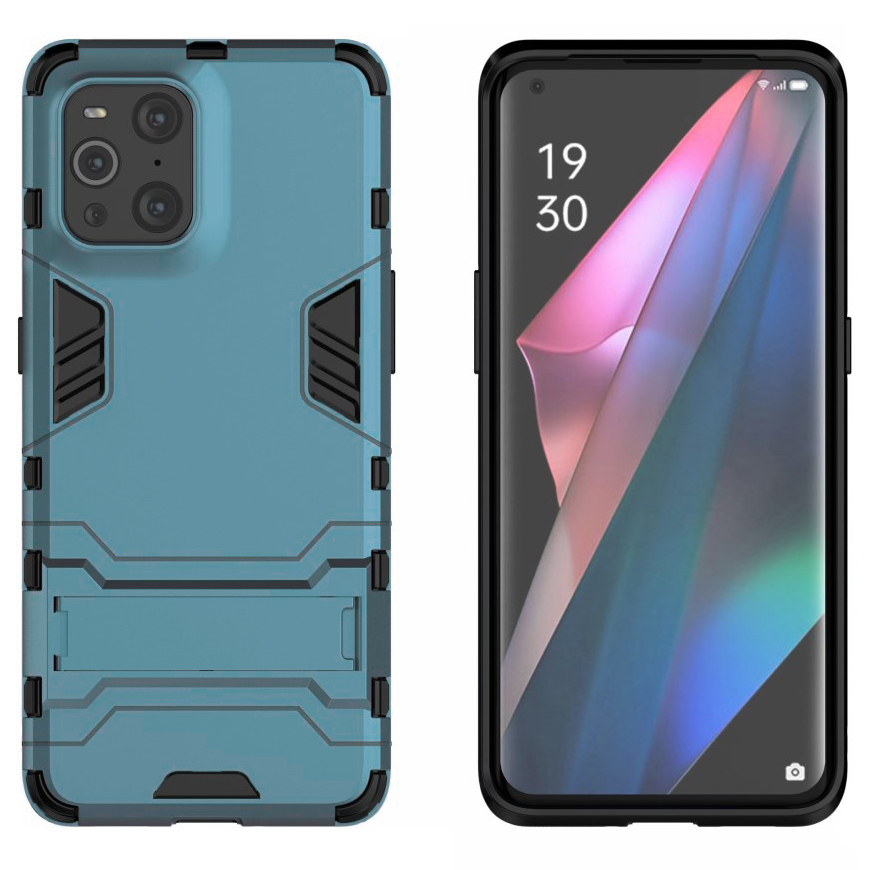 Slim Armour Tough Shockproof Case & Stand for Oppo Find X3 Pro - Blue