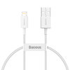 Baseus (2.4A) Short USB Lightning Charging Cable (25cm) for iPhone / iPad - White