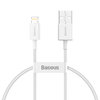 Baseus (2.4A) Short Lightning Charging Cable (25cm) for iPhone / iPad - White