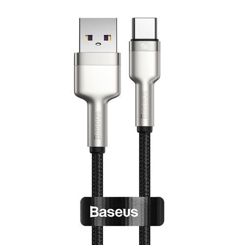 Baseus Cafule Metal (40W) USB-A to Type-C Charging Cable (25cm) for Phone / Tablet - Black