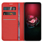 Leather Wallet Case & Card Holder Pouch for Asus ROG Phone 5 - Red