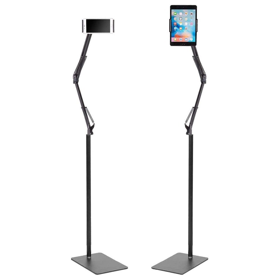 L10 (Tall) Carbon Steel Floor Stand / Long Trifold Arm / 360 Rotatable Holder for iPad / Tablet