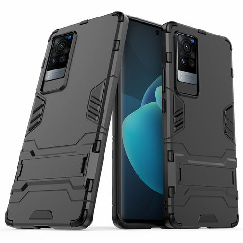 Slim Armour Tough Shockproof Case & Stand for Vivo X60 Pro - Black