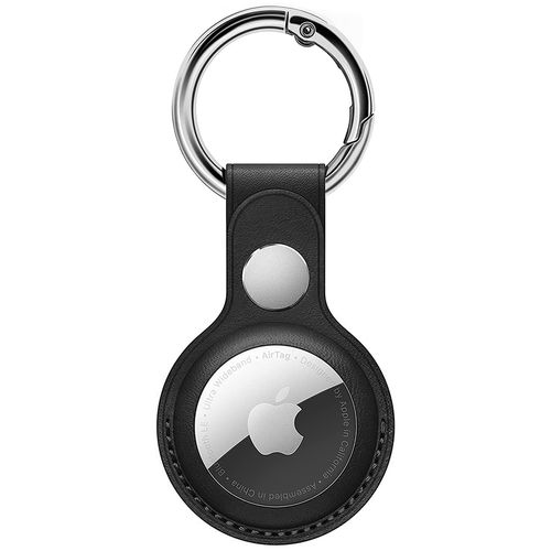 Leather Protective Case / Keychain Holder / Hanging Buckle for Apple AirTag - Black