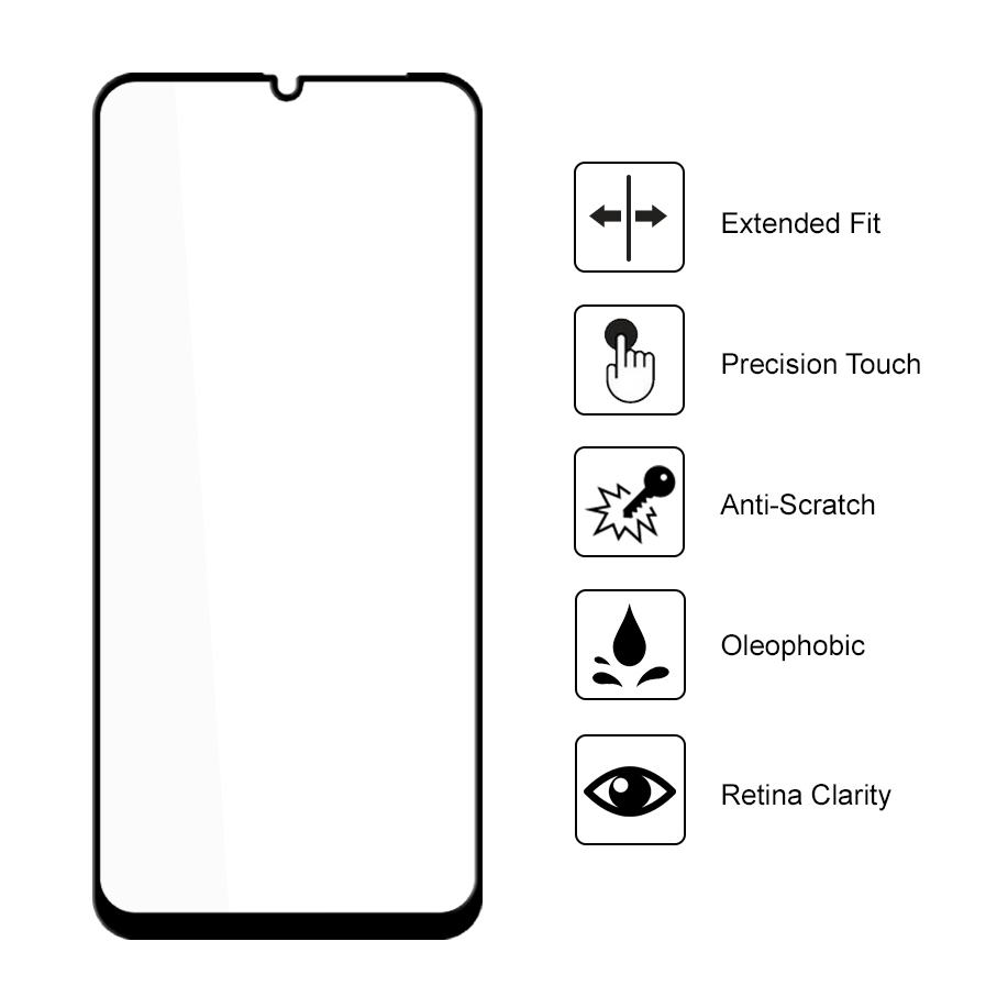 Full Coverage Tempered Glass Screen Protector for Samsung Galaxy A22 5G - Black