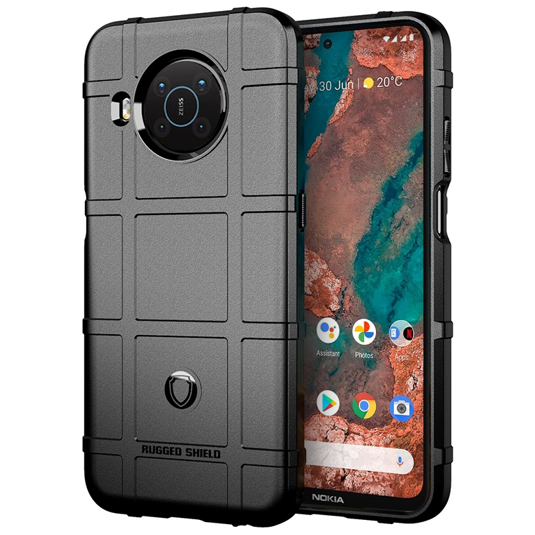 Anti-Shock Grid Texture Heavy Duty Case for Nokia X20 - Black