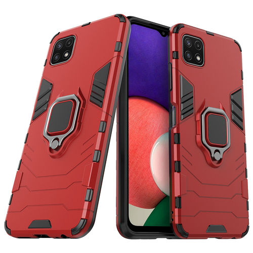 Slim Armour Shockproof Case / Finger Ring Holder for Samsung Galaxy A22 5G - Red