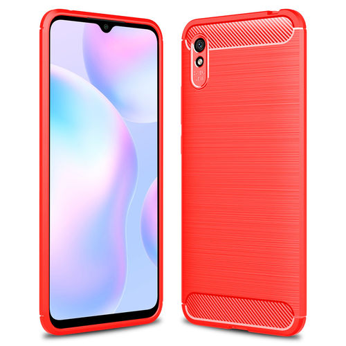 Flexi Slim Carbon Fibre Case for Xiaomi Redmi 9A - Brushed Red