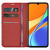 Leather Wallet Case & Card Holder Pouch for Xiaomi Redmi 9C - Red