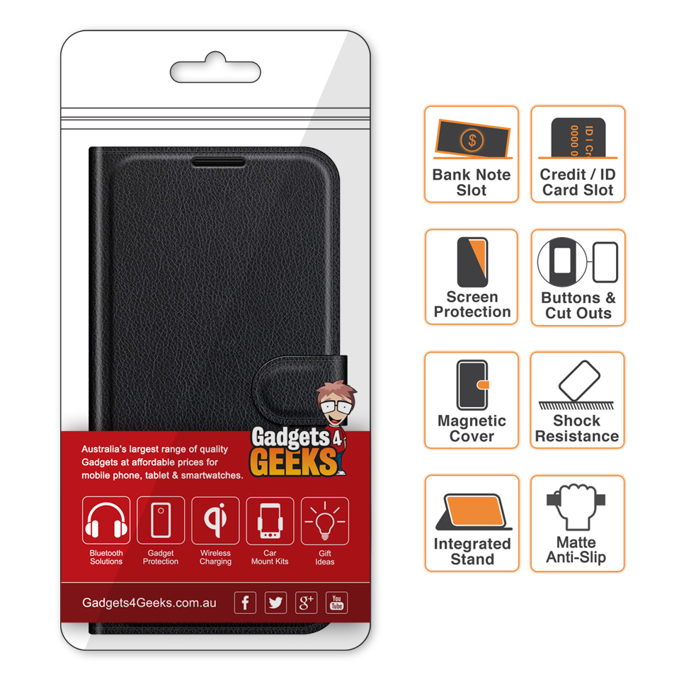Leather Wallet Case & Card Holder Pouch for Samsung Galaxy Note 20 Ultra - Black