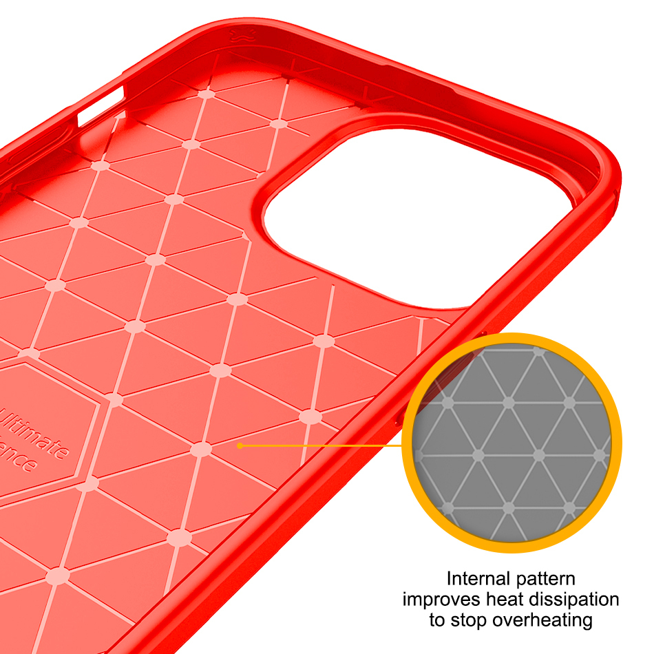 Flexi Slim Carbon Fibre Case for Apple iPhone 13 Pro Max - Brushed Red