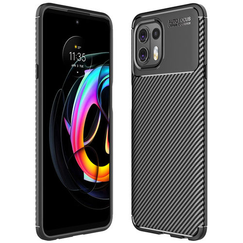 Flexi Slim Carbon Fibre Case for Motorola Edge 20 Fusion - Black (Pattern)