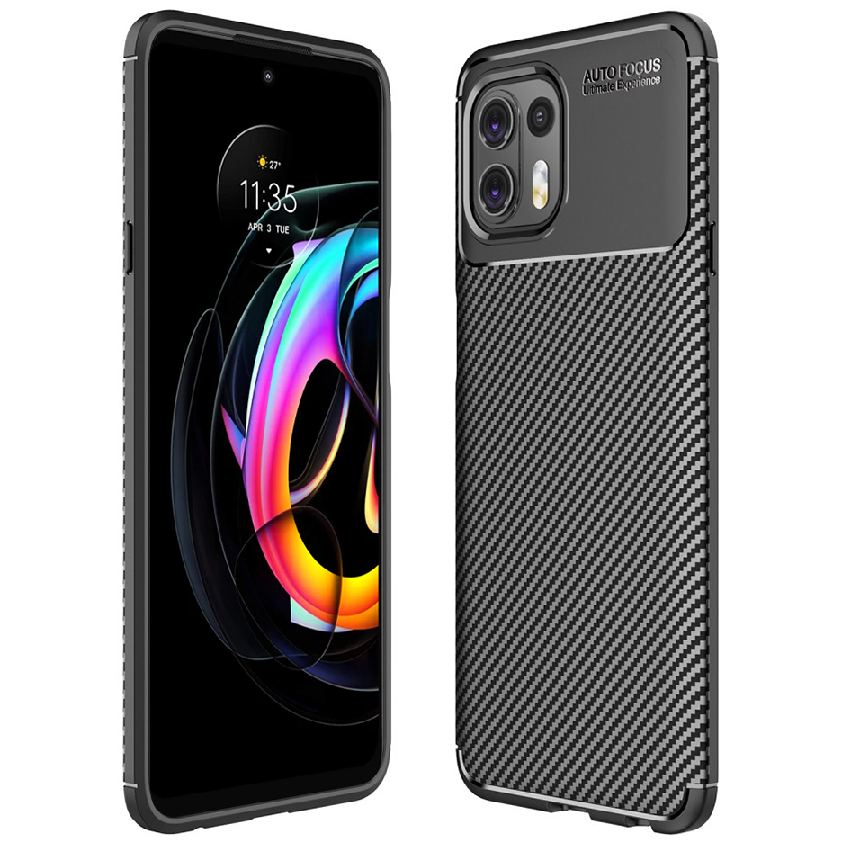 Flexi Slim Carbon Fibre Case for Motorola Edge 20 Fusion - Black (Pattern)